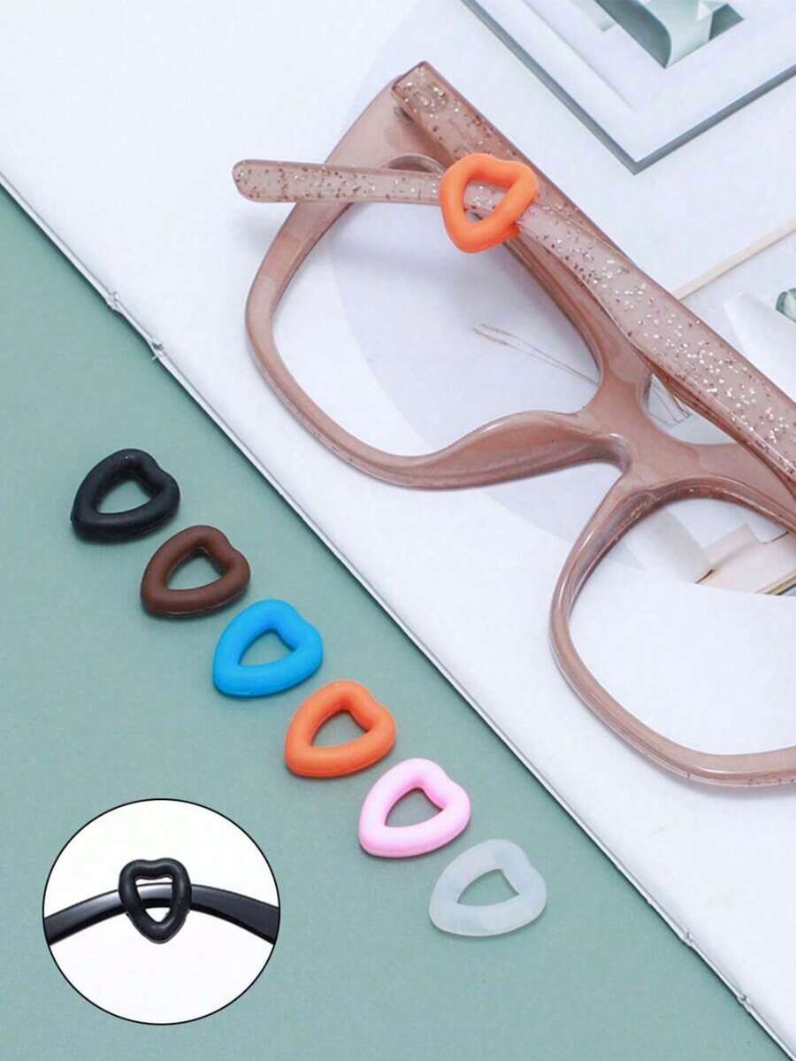 10/20pcs Heart-Shaped Silicone Anti-Slip Glasses Ear Hooks, Soft Silicone Comfortable Wear