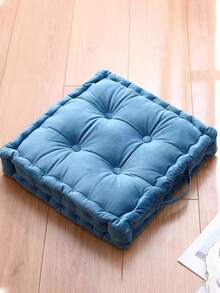 Solid Color Square Tie-On Chair Cushion, Thickened Pleated Filled Seat Pad, Soft Velvet Non-Slip Dining Chair Pad, Suitable For Home Kitchen Office - Multicolor - View 13