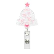 1pc Christmas Retractable Badge, Bow Christmas Tree Acrylic Badge Clip, Suitable For Nurses, Doctors, Teachers, Back To School Season, Christmas - A - View 6