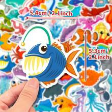 50pcs Ocean Stickers Large Pack, Underwater World Series Design Graffiti Stickers, Suitable For Water Bottles, Laptops, Luggage, Cars, Guitars DIY, Starfish And Jellyfish Decoration, Spring, Easter, Back To School Gifts - Multicolor - View 5
