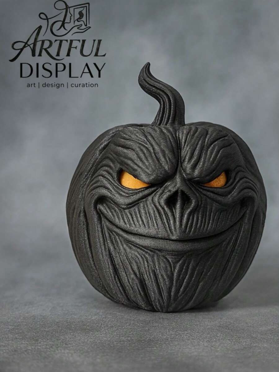Shadow Pumpkin Statue - Expressive, Exquisite Texture, Sharp Eyes. Creates A Perfect Atmosphere For Any Desk Or Shelf. Ideal For Autumn And Halloween Decor, Party Favors And Seasonal Gifts. - Shadow Pumpkin Statue - View 1
