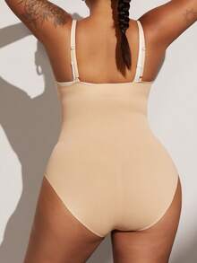 1pc Plus Size Women's Seamless Tummy Control Butt Lifting Shaping Panties - Apricot - View 8