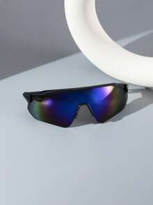 1PC Men's Aviator Frame Fashion Glasses, Exaggerated Personality Sport Riding Casual Protection, Daily Outdoor Outfit, With Glasses Box - Multicolor - View 4