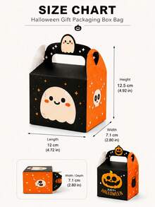 12 Halloween Candy Boxes, Reusable Handheld Gift Boxes, Pumpkin Ghost Skull Pattern, Cute Spooky Style Treat Containers, Suitable For Halloween Trick Or Treating, Halloween Party Favors, Candy And Cookie Packaging - Multicolor - View 6