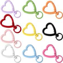 8/20/30/50pcs Colorful Rotating Heart-Shaped Lobster Clasp Keyring Spring Connectors, Suitable For Bags, Dog Leashes, DIY Jewelry Making Accessories - Heart Keychain - View 2