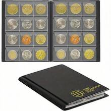 1pc 120-Pocket Navy Blue Coin Collection Album, PVC Transparent Divided Pages With Labels, For Storing And Organizing Commemorative Coins From Various Countries, Birthday Gift, Holiday Commemorative Collection Item - A - View 3