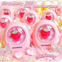 1pc Strawberry Mini Tornado Pencil Sharpener Cute Cartoon Dual-Hole Pencil Sharpener For Elementary Students Plastic Material Dual-Hole Design With Flip Cover - Easy To Use, Durable And Sharp, Ideal Choice For Students And Professionals, Essential Drawing And Office Tool - Suitable For School And Office Stationery | High-Quality Gift And Prize. - Multiple Colors and Random Styles - View 3