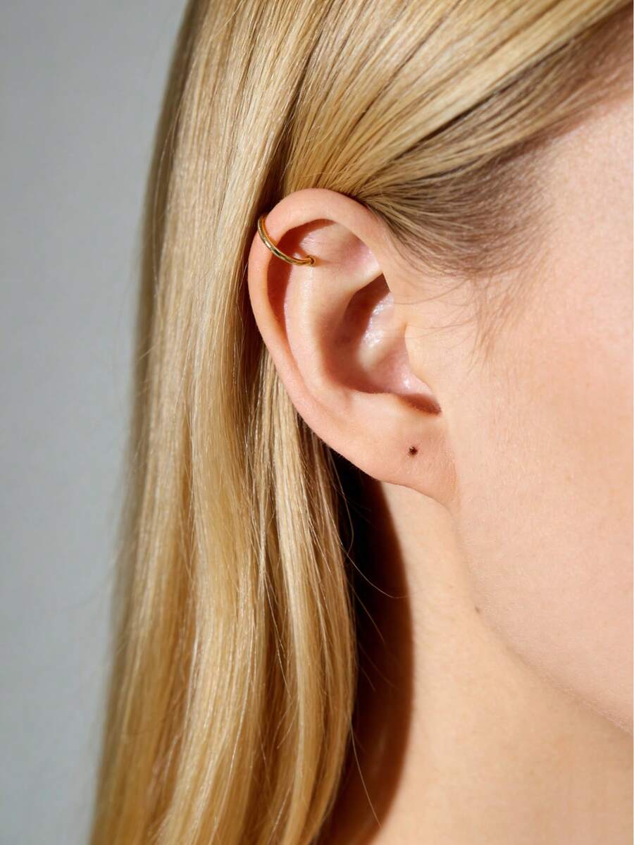 1 Pc Minimalist Sleek S925 Sterling Silver Hypoallergenic Smooth C‑Shape Ear Cuff For Women, Daily Dating Birthday Party Wear With Gift Box - C-shaped Ear Cuff (Single) - View 1