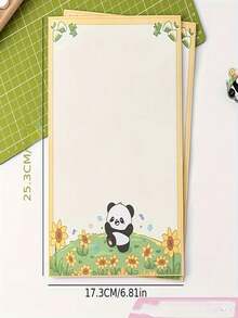 30 Sheets Panda Cartoon Notebook, Cute Panda & Floral Design, Macaron Color High-Quality Paper, Detachable Pages, Suitable For Journaling, Sketching, Scrapbooking, Aesthetic Stationery Gift For Panda Lovers - Multicolor - View 3