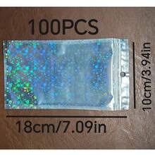 100pcs Holographic Self-Sealing Bags, Laser Holographic Reusable Sealable OPP Bags, Jewelry Retail Bags, Gift Packaging Bags, Christmas - J-Multicolor - View 13