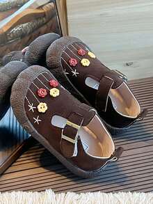 1 Pair Girls' Flat Mary Jane Shoes, Non-Slip Breathable Toddler Walking Shoes, Children Student Shoes Suitable For Spring, Summer, Autumn - Brown - View 8