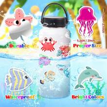 50pcs Ocean Stickers Large Pack, Underwater World Series Design Graffiti Stickers, Suitable For Water Bottles, Laptops, Luggage, Cars, Guitars DIY, Starfish And Jellyfish Decoration, Spring, Easter, Back To School Gifts - Multicolor - View 9