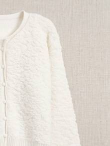 JIANHU Women's White V-Neck Button-Up Knit Cardigan Long Sleeve Jacket For Autumn/Winter Christmas New Year - White - View 7