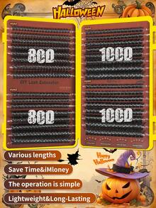 544 pcs Bulu Mata Palsu Dramatis Halloween Seram Volume Besar untuk Pesta Cosplay, Bulu Mata Palsu Tema Halloween Gelap, Bulu Mata Palsu Cosplay Hantu , Bulu Mata Volume Dramatis untuk Riasan Pesta Kostum - Hitam - View 2