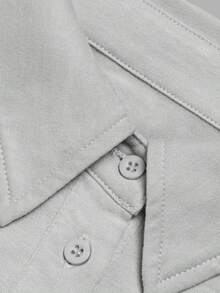 Women Fall Long Sleeve Polo Shirt Collared Half Button Slim Fit Fitted Casual Basic Tee Top - Light Grey - View 4