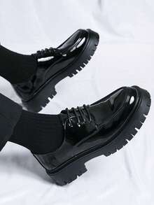 Men's Business Thick Sole Formal Loafers Daily Banquet PU Leather Shoes - Black - View 4