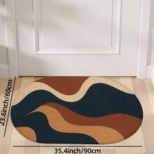 1pc Oval Flannel Door Mat, Soft Comfortable Absorbent Non-Slip Machine Washable With Backing, Suitable For Entrance, Living Room, Bedroom, Kitchen, Bathroom, Yard, Hallway, Laundry Room, Holiday Decoration, Multi-Functional Rug Mat - Multicolor - View 13