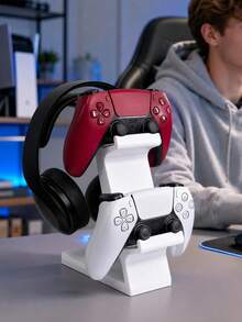 Dudukan Pengontrol Game & Headset Cetak 3D dengan Sikat Pembersih, Dudukan Headphone & Pengontrol Desktop Universal 2-in-1, Kompatibel dengan Series X/S, Pengatur Penyimpanan Hemat Ruang, Hadiah untuk Pacar/Suami Gamer, Cocok untuk Kamar Tidur, Ruang Bermain Game, Kantor - MultiWarna - View 4