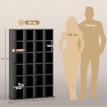 Multimedia-opbergkast voor 456 cd's/336 dvd's - houten boekenkast met verstelbare planken, 89 x 130,5 cm, zwart - A - Bekijken 5