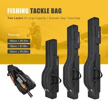 LEOFISHING 2-Layer Large Capacity Fishing Rod Bag, Waterproof Oxford Cloth Foldable Fishing Tackle Storage Case, Hand & Shoulder Carry Pole Bag Available In 100/130/150cm Sizes Green Black - Black - View 3