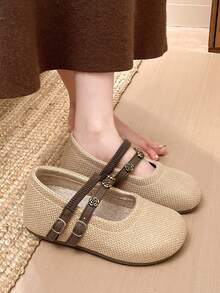 Hidkat Sweet Style Women's Loafers, Thick Sole Height-Increasing Shallow-Cut Casual Sneakers, Versatile College Fashion Shoes - Khaki - View 3