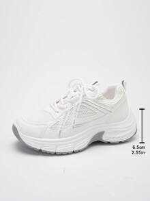ZKBBO 女士透气网面厚底运动鞋，四季皆宜的舒适休闲运动鞋 - 白色 - 查看 8