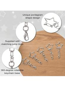 30/50PCS Star-Shaped Keychain Clips, 4 Colors Star-Shaped Lobster Clasp, Alloy Lobster Claw Clasp With Rotating Hook Ring And Spring Gate Ring, Suitable For DIY Crafts, Keychain Making And Key Ring Making - Star + Lobster Clasp - View 5