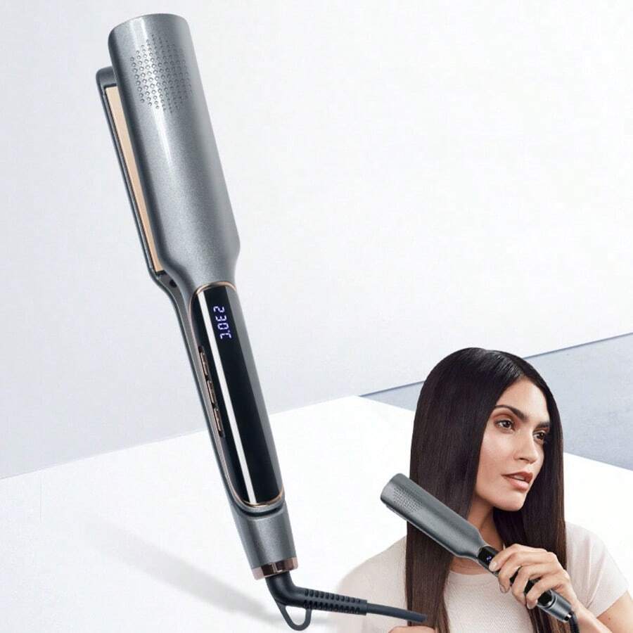 1pc Women's Home Use Straightener With Multiple Temperature Settings, Ceramic Negative Ion Hair Care, Straight & Curl Dual-Use Flat Iron - EU C Type Plug(220-240V) - View 1