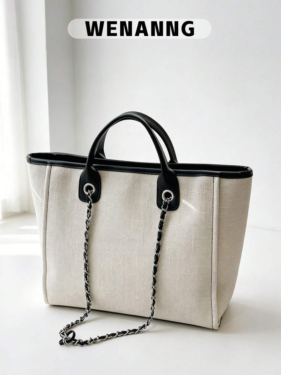 Minimalist Large Capacity Tote Bag, Tote Bag Large, Best Fall Inspo Ideas - White - View 1