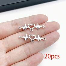 10/20pcs Silvery Heartbeat Link Connectors Mixed Heart Paw Print Infinity Alloy Connector Charms For DIY Bracelet Necklace Jewelry Making Findings - Silver - View 13