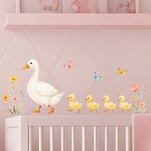 1pc Cute Duck Mother And Child Wall Sticker, Children's Bedroom Wall Decor Sticker, Kindergarten Warm Decoration Wall Decal - Multicolor - View 6