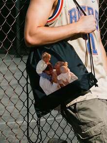 1pc Customizable Logo Drawstring Backpack, Personalized Photo Drawstring Bag, Lightweight Drawstring Bag, Drawstring Gym Bag, Swimming Bag, Beach Bag, Suitable For Outdoor/Hiking/Sports, Back To School Sports Backpack, Ideal Gift For Him/Her - Multicolor - View 4