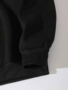 Men's Spring/Autumn Casual Daily Commute Minimalist Versatile Fitted Crew Neck Sweatshirt - Black - View 5