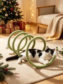 1pc Foldable Cat Tunnel, Spiral Cat Tunnel Interactive Toy For Self-Entertainment, Interactive Self-Play Training Toy, Suitable For Single Cat And Multi-Cat Households, Foldable And Easy To Store Indoor Cat Toy With Detachable Bell, No Power Required, Makes Rustling Sound, Suitable For Cats, Rabbits, Puppies, Ferrets And Other Pets, Ideal Choice And Gift For Cat Lovers - View 9