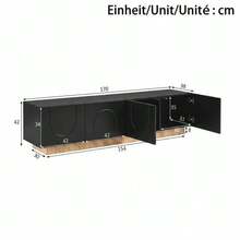 TV Stand, Modern Low TV Cabinet For Living Room, TV Console With Doors, Modern Design, Sideboard With Storage, Arched Front, Cabinet - Black - View 10