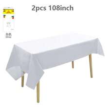 White Disposable Party Tablecloth, PE Plastic Rectangular Table Cover 54x108/54x72 Inch, Easy Clean Up For Birthday Wedding Baby Shower Events Decoration Supplies - White - View 10