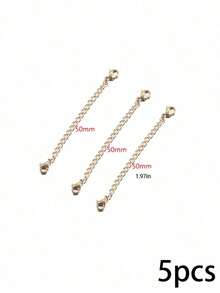 5pcs PVD 18k Gold Plated Stainless Steel Necklace Extension Chains With Lobster Clasp, Chain End Extender, Suitable For DIY Jewelry Making - #Golden - View 8