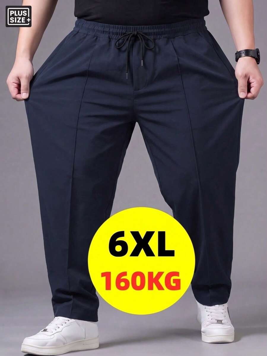 Men's Plus Size Loose Fit Business Casual Wide Leg Pants, Comfortable Soft Fabric, Straight Leg Trousers Sports Fall