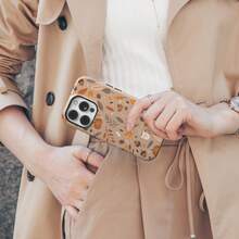 Autumn Pumpkin Phone Case, Cute Autumn Harvest Leaf Pattern, Compatible With IPhone 17 16 15 14 Pro Max Plus 13 12 11 - Coffee Brown - View 2