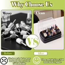 2-In-1 Nail Drill Bit Storage Rack & Cleaning Brush Box, 30-Slot White Nail Drill Bit Organizer Display Storage Box, Nail Drill Bit Cleaning Brush, Professional Nail Art Tool Accessories, Nail Drill Bits Not Included - Multicolor - View 7