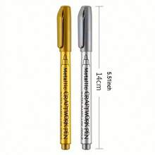 2pcs Metal Craft Pen Set: Gold, Silver And Copper Permanent Paint Pens, Suitable For Crafts, Scrapbooking And Fabric Art, Vibrant Colors And Smooth Application - 2 Pcs - View 5
