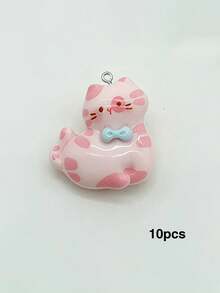 10/20/100 piezas Encantadores dijes de resina de gato crema DIY hechos a mano colgantes para llaveros accesorios para bolsos decoración - Multicolor - Ver 15