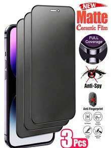 3片裝磨砂防窺陶瓷螢幕保護貼，相容 iPhone 18 Pro Max/18 Pro/18 Ultra/18/17 Pro Max/17 Pro/17 Air/16 Pro Max/16 Pro/15 Pro Max/15 Pro/15/14 Pro Max/14 Plus/13 Pro Max/12/11，防指紋、防刮、易貼附，磨砂防窺軟膜 - 3個 - 查看 38