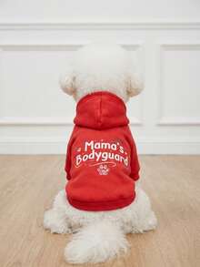 LUCKIE PAL 1件 Mama's.Bodyguard 口號印花寵物衛衣，防跳蚤、減少掉毛、保暖透氣，適合貓狗，室內外通用 - 彩色 - 查看 5