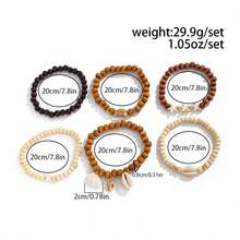 6pcs Bohemian Ocean Style Coconut Shell Beaded Bracelet Set With Starfish Shell Pendant, Men's Beach Party Vacation Charm Jewelry - Multicolor - View 5