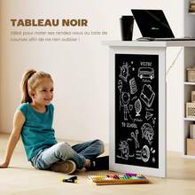Opklapbaar bureau voor aan de muur met opbergruimte, boekenkast, werkplek, krijtbord en verstelbare plank. - A - Bekijken 8
