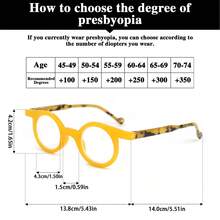 1pc Small Round Reading Glasses, Minimalist Solid Color Frame, Leopard Print Temple Design, With Comfortable Spring Hinges, Unisex - White - View 9