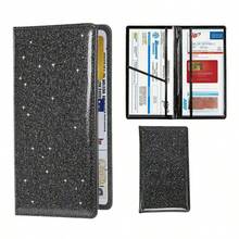 Decorative Car Registration And Insurance Card Holder, With Magnetic Closure Design, Car Glove Box Storage Box - For Storing Documents, Cards, Driving License, Organizing And Storing, Women's Wallet And Handbag, Decorative (Black) - Multicolor - View 3