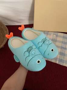 XIXITIAO Cute Carp‑Shaped Closed Toe Slippers, Lightweight Cozy Warm Home Slippers For Autumn Winter - Blue - View 1