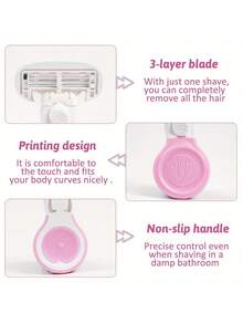 Women's Full Body Shaver, Manual Razor, Bikini Hair Removal Tool, Rubber Handle, Comes With Travel Storage Box, Easily And Painlessly Remove Hair From Legs, Bikini Area And Underarms, Gentle Care For Sensitive Skin, Dry And Wet Use, Ergonomic Handle Design, Portable (Storage Box Color Random) - Multicolor - View 5